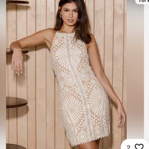 Lulu's Always Down To Celebrate White Crochet Bodycon Mini Dress
